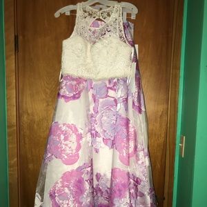 2 piece floral prom dress